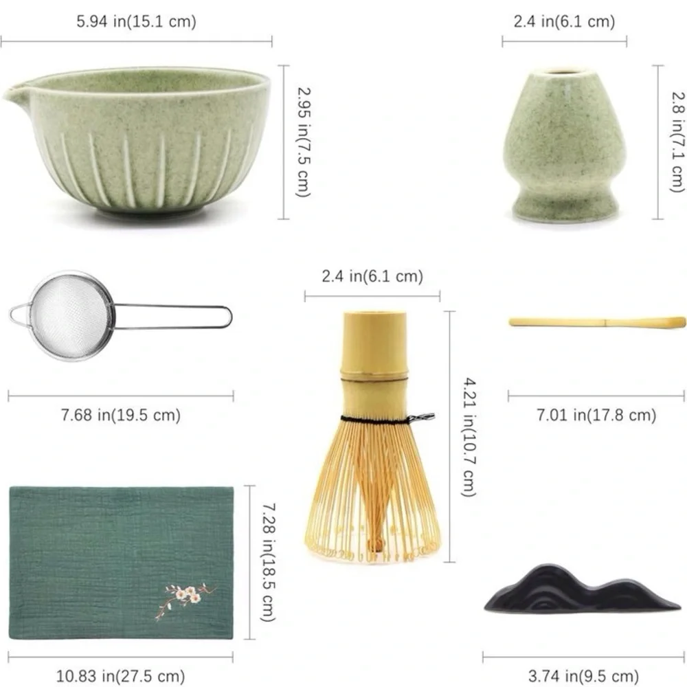 Matcha Whisk Set, 7-Piece Matcha Kit with Ceramic Bowl, Bamboo Whisk, Scoop,
